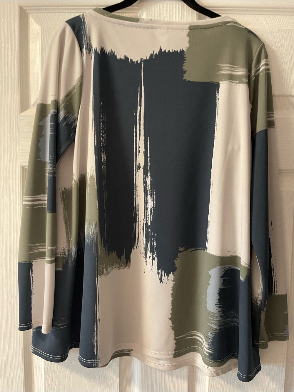 Mara Hoffman Abstract Brushstroke Long-Sleeve Top - Olive, Navy & Cream
